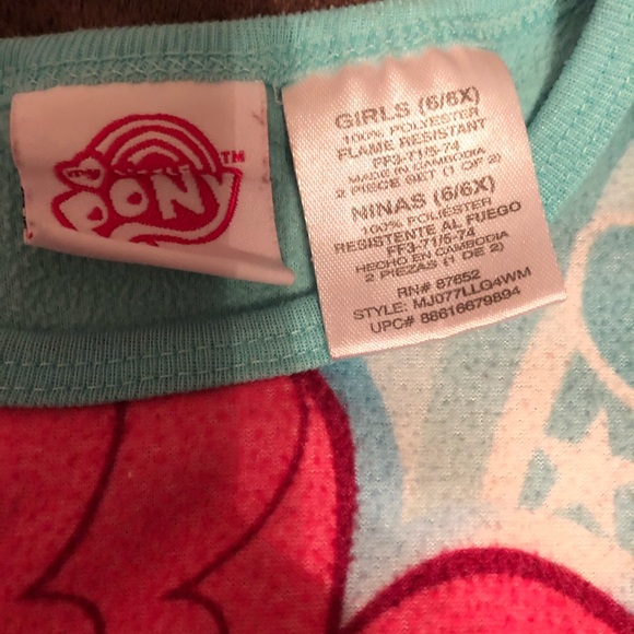 My little pony pajama set size 6/6X - Picture 2 of 2